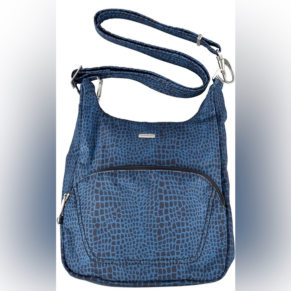Travelon Anti-Theft Classic Essential Messenger Bag in Blue Snake EUC - Picture 1 of 5